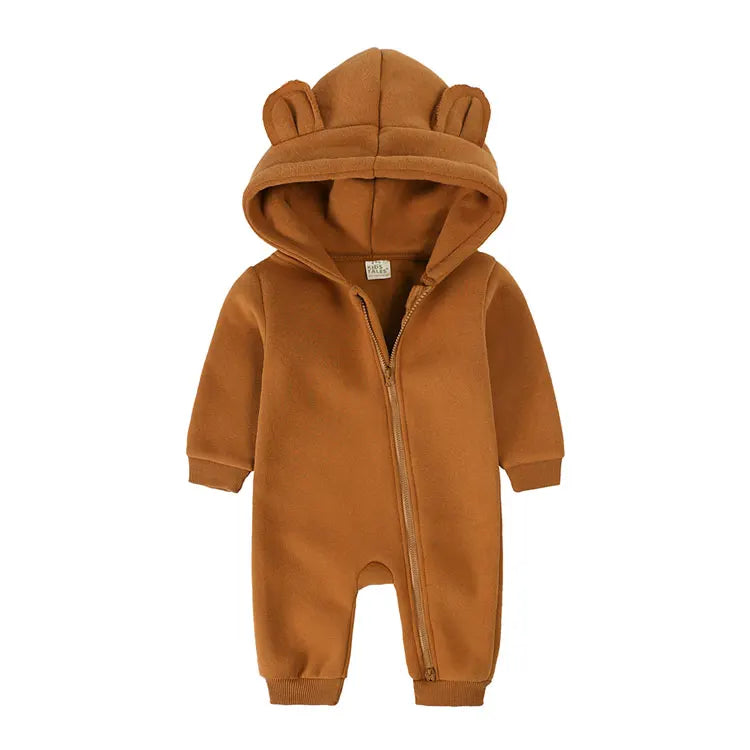 Long Sleeve Hooded Zipper Newborn Baby Clothes Winter Baby Girl Romper Winter Warm Newborn Clothing Girls Rompers  3-24 Months