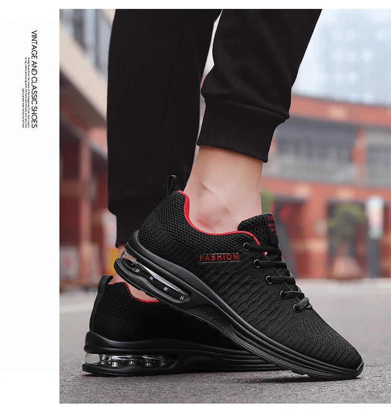 New mesh sports casual shoes breathable walking flat men fitness spring and autumn lace-up vulcanized men's shoes