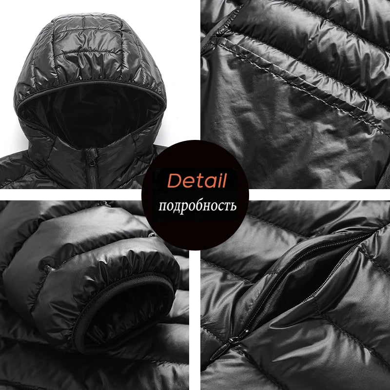 Winter Men Hooded Casual Waterproof Windproof Duck Down Parkas Coats Mans Solid Outwear Puffer Parkas Male Jackets Plus Size 6XL