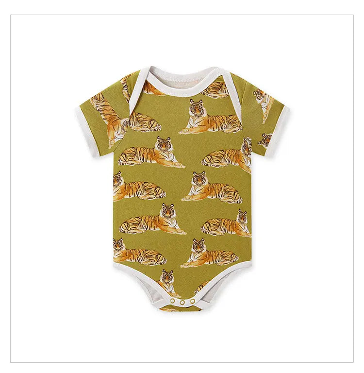 Cute Animal Print Newborn Clothes Boys Bodysuits Cotton Short Sleeve Baby Girl Clothes Summer Infant Bodysuits 3-18 Months