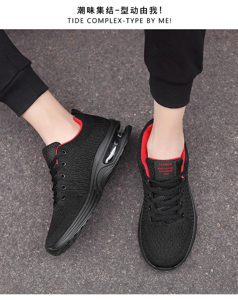 New mesh sports casual shoes breathable walking flat men fitness spring and autumn lace-up vulcanized men's shoes