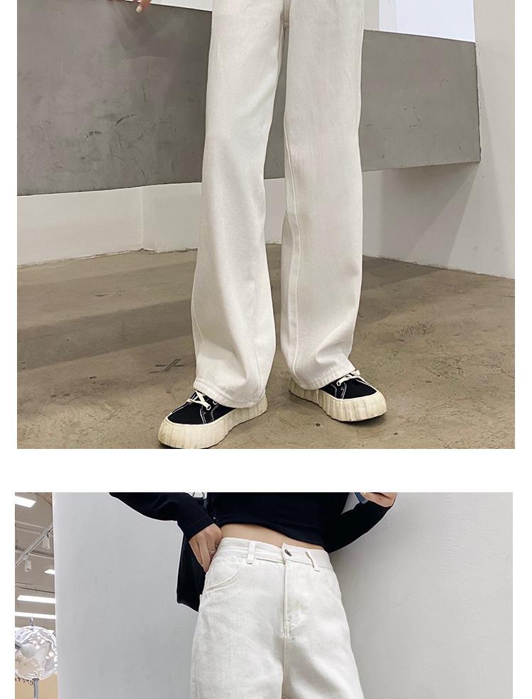 Autumn Spring Denim Pant Women Jeans Vintage Straight Trousers Fashion Female White Black Solid Loose Casual Wide Leg Pants