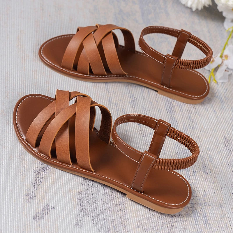 Summer New Women's Flat Bottom Roman Strap Sandals with Non slip Rubber Soles Fashion Women's Shoes [FR-W06]