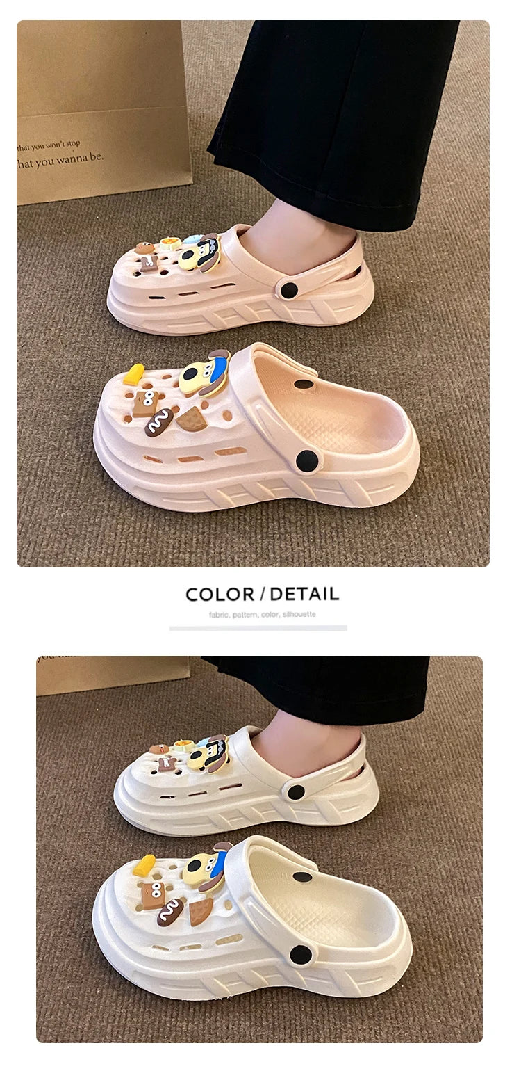 Women's casual and casual sandals for summer wear. 2024 new internet famous thick soled outdoor beach shoes, anti slip wrapped h