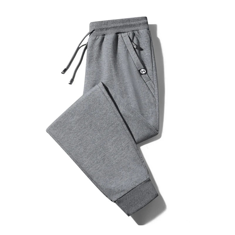 Spring Autumn Men Solid Thin Drawstring Sweatpants Mens Outer Cotton Sweatpants Sport Jogger Pant Men Casual Trousers Large Size