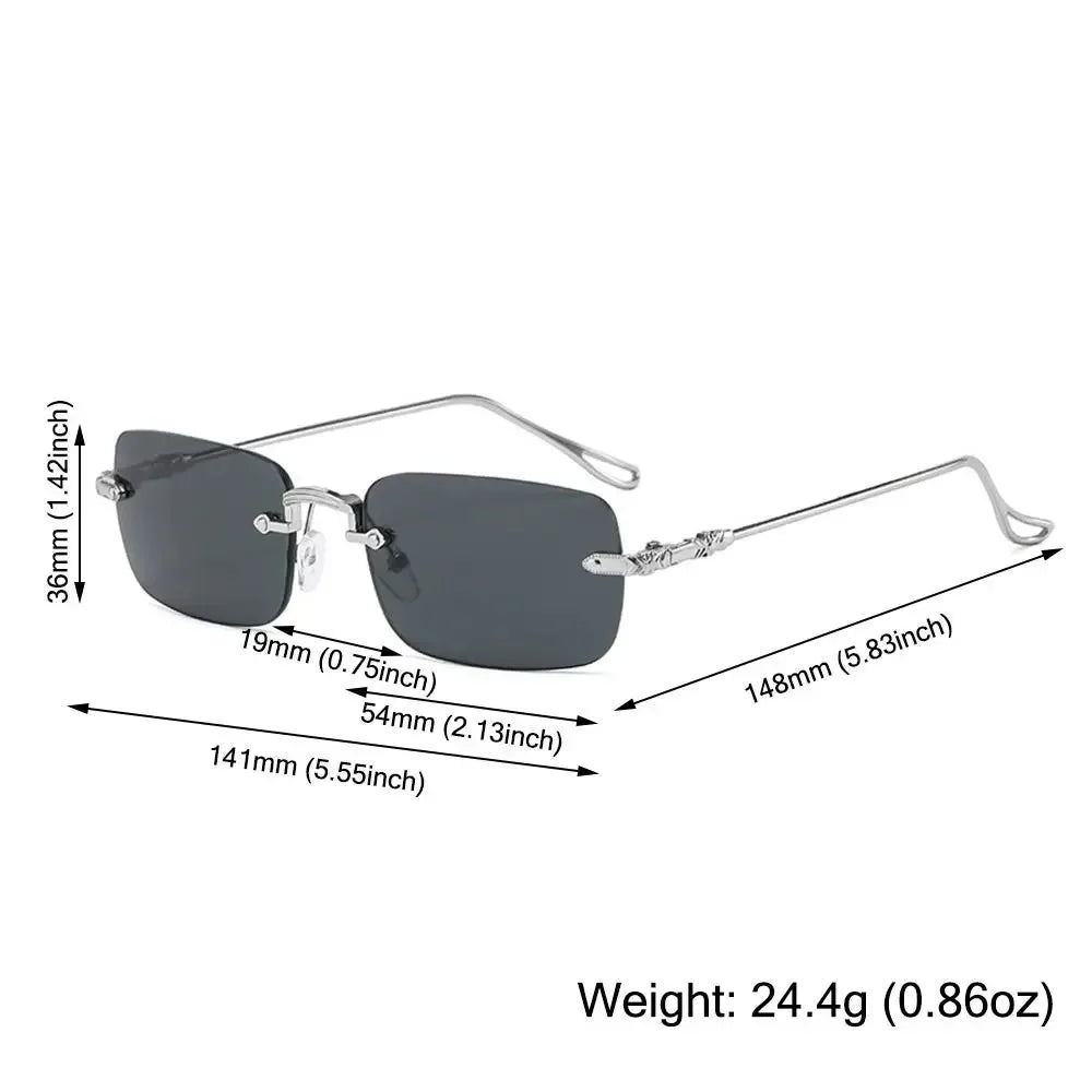 Rimless Rectangle Sunglasses Men Women 2024 Fashion New in Vintage Shades Eyewear Brand Design Ocean Lenses Sun Glasses