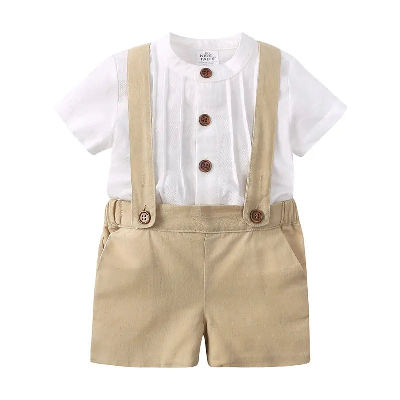 Formal Kids Clothes Boys Sets Summer Toddler Boy Clothes Cotton Shrirt Suspenders Pants Childreng Clothing Boy Outfits 1-4Years