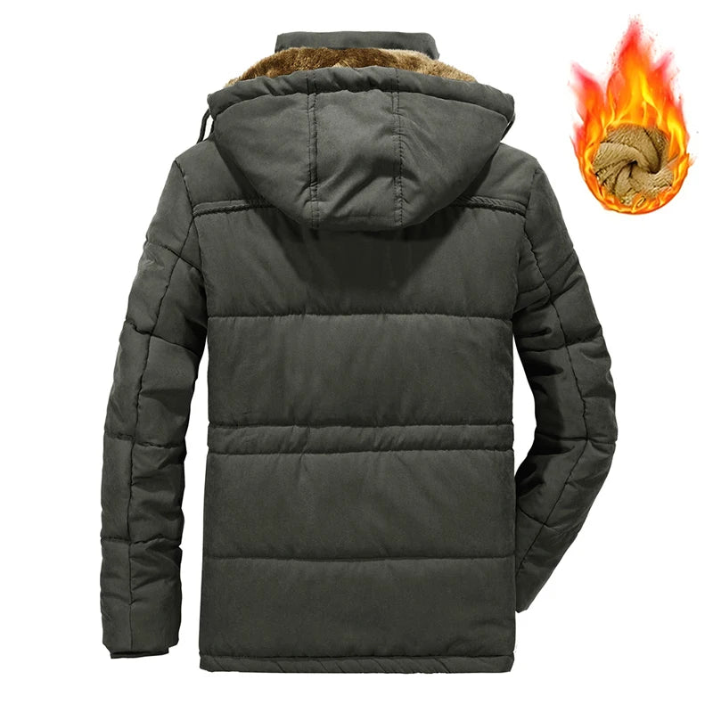 Winter Men Fleece Thick Outdoor Cargo Parkas Men Warm Military Overcoat Jacket Man Detachable Hat Windbreaker Parka Big Size 8XL