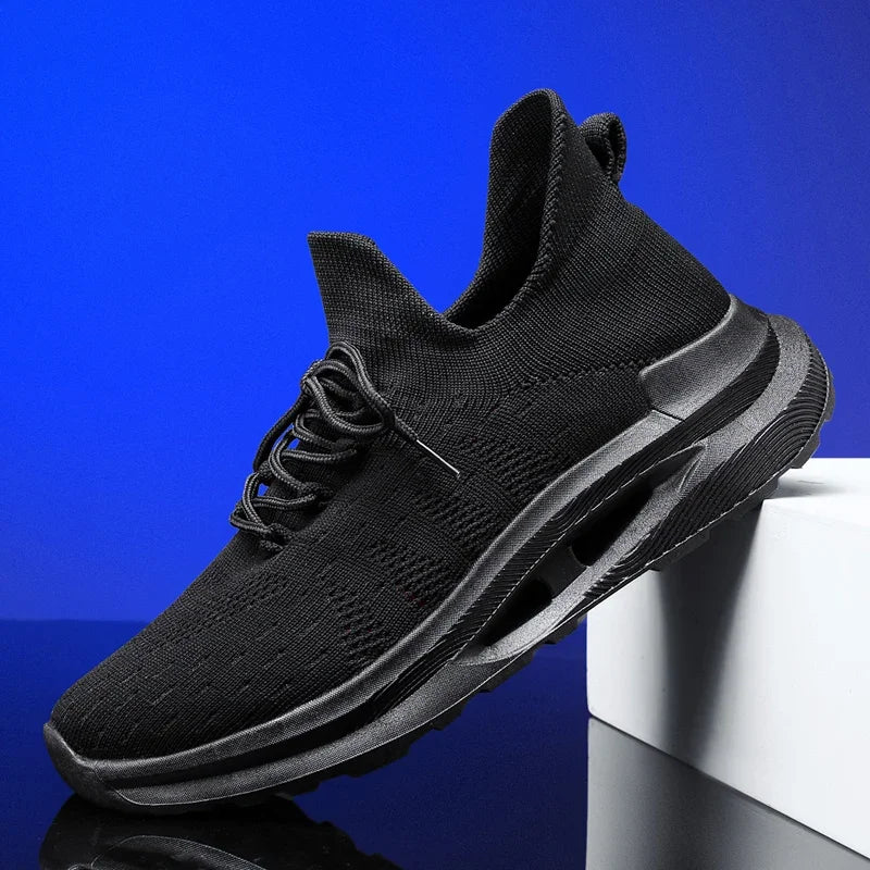 Men's sports casual shoes Breathable light lace-up solid color comfortable walking fitness training men's shoes