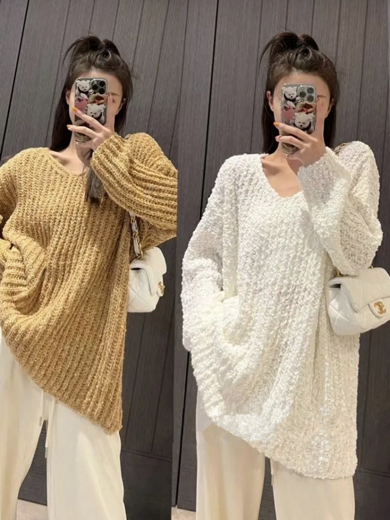 Women Loose Sweaters Autumn Winter Fashion Female Long Sleeve V-neck Pullover Knitting Shirts Casual Knitted Sweater Knitwear