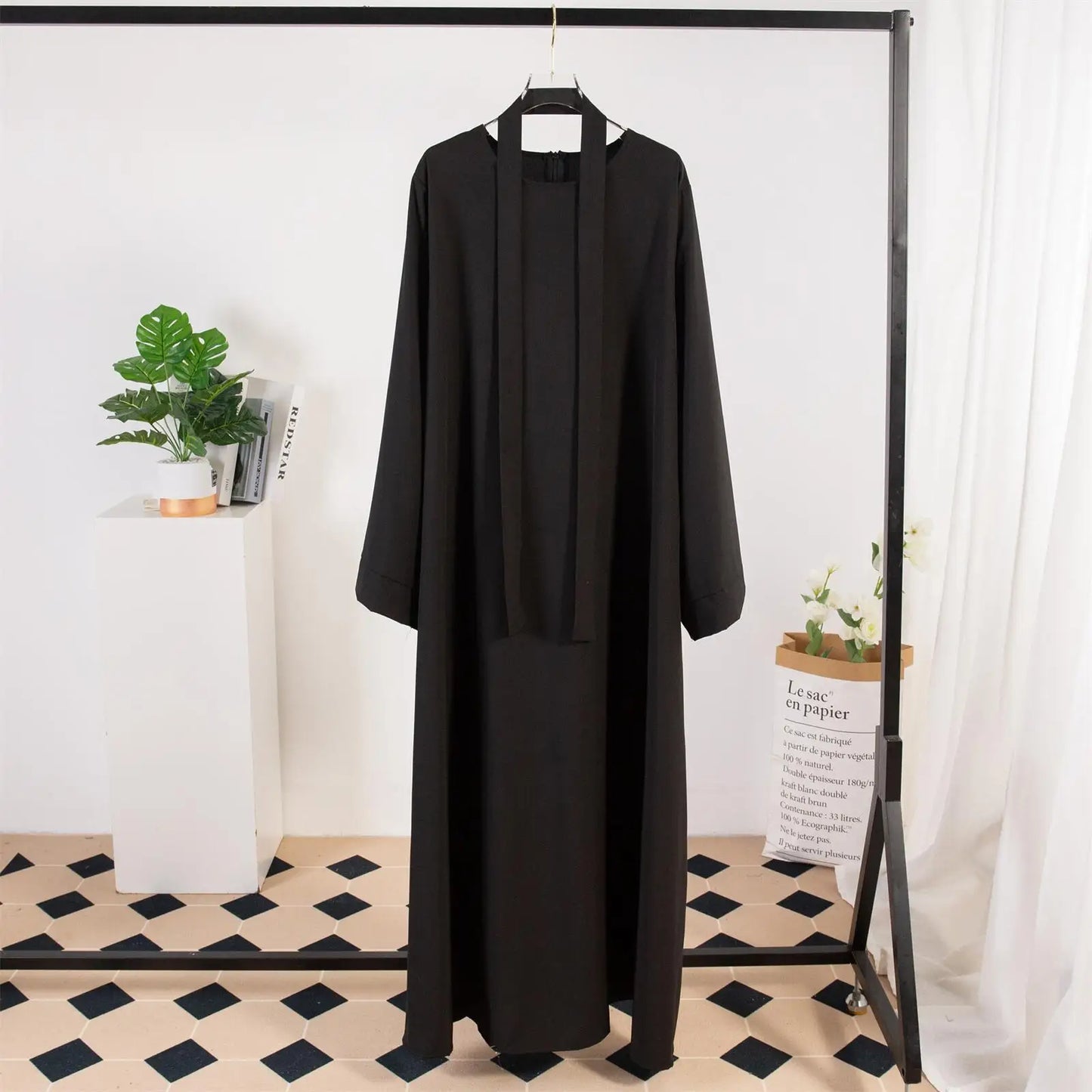 Muslim Abayas Loose Kaftans Prayer Dress With Belt Full Sleeve Islamic Clothing Women Jilbabs Dubai Robe Ramadan Dresses