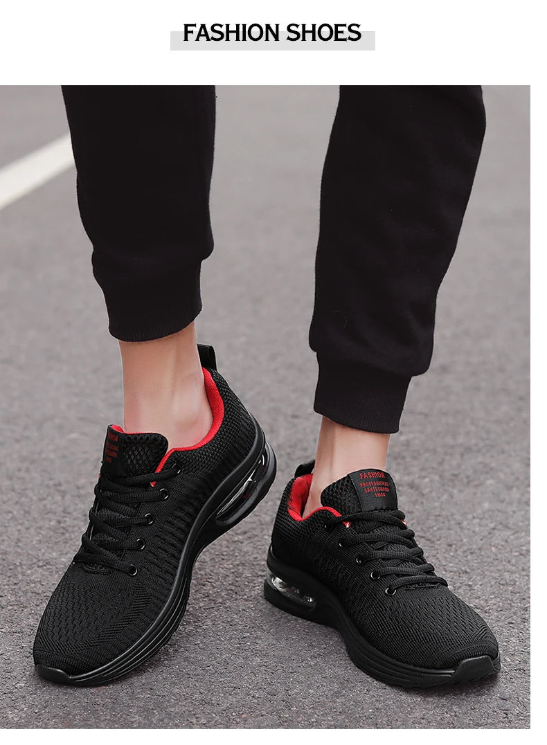 New mesh sports casual shoes breathable walking flat men fitness spring and autumn lace-up vulcanized men's shoes