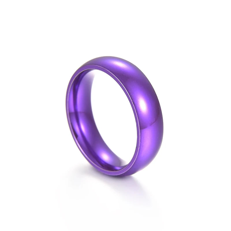 Simple 6/8mm Stainless Steel Wedding Rings Purple Smooth Women Men Couple Ring Fashion Jewelry for women кольца