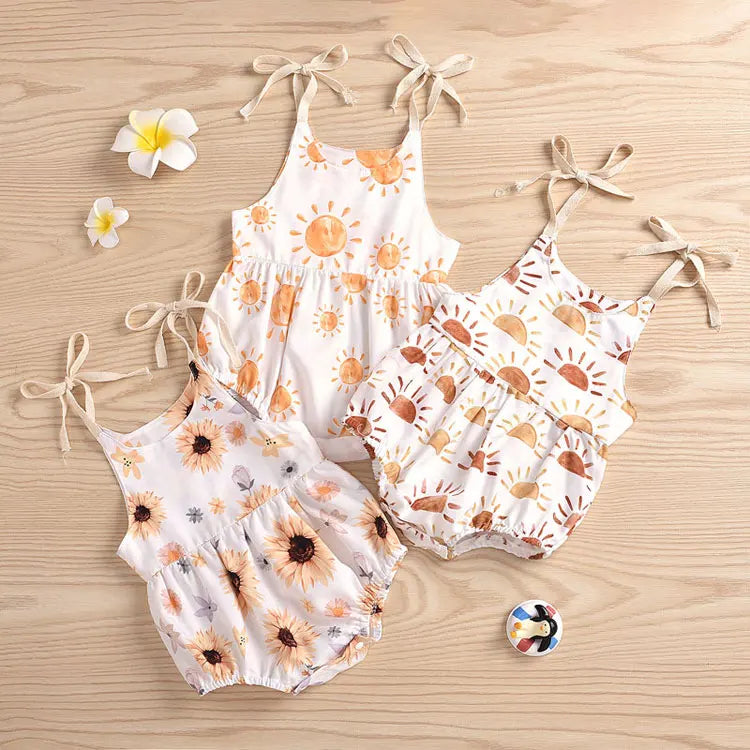 Summer Newborn Baby Girl Clothes Fashion Print Infant Clothes Girls Bodysuits Cotton Sleeveless Baby Bodysuits 3-24 Months