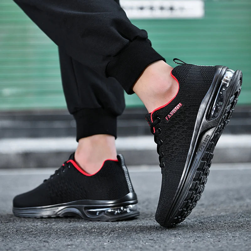 New mesh sports casual shoes breathable walking flat men fitness spring and autumn lace-up vulcanized men's shoes