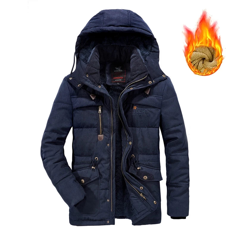 Winter Men Fleece Thick Outdoor Cargo Parkas Men Warm Military Overcoat Jacket Man Detachable Hat Windbreaker Parka Big Size 8XL