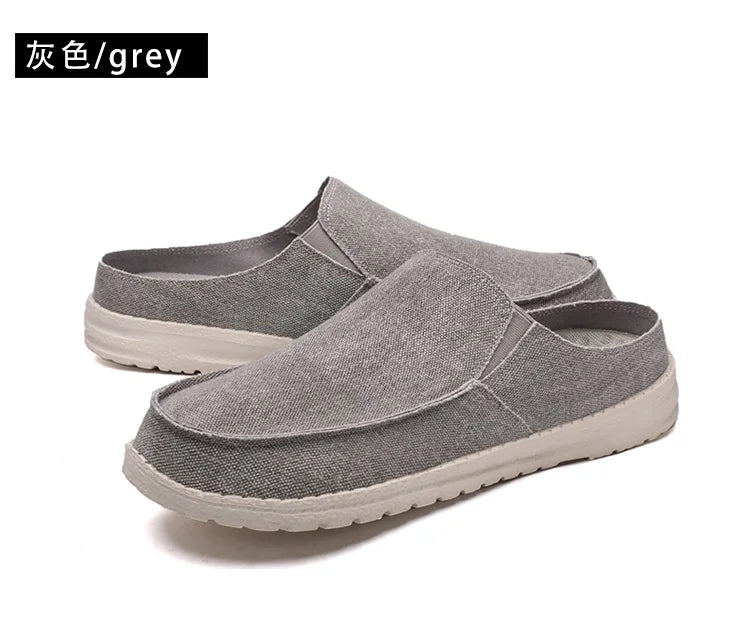 Spring and summer new canvas shoes for men light comfortable casual fashion sports half slipper plus size men's shoes