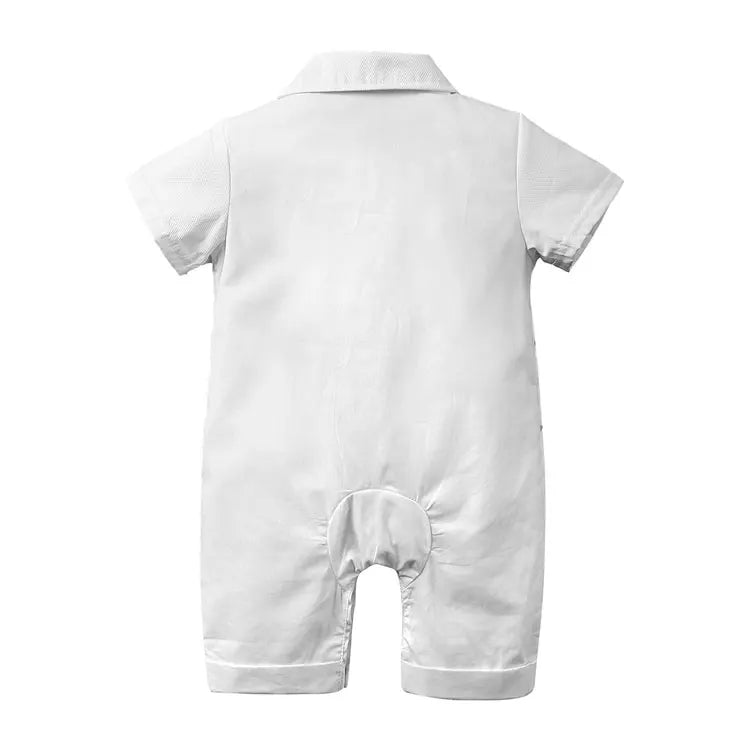 Gentleman Style Newborn Clothes Boys Rompers Summer Baby Boy Romper Cotton Short Sleeve Bow Tie Infant Rompers 3-24 Months