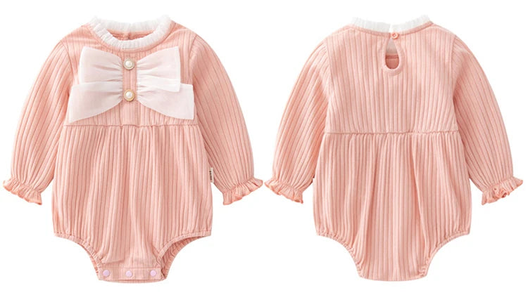 Spring & Autumn Baby Girl Bodysuit Long Sleeves Cotton Newborn Clothing Girls Bodysuits Fashion Solid Baby Clothes 3-18 Months