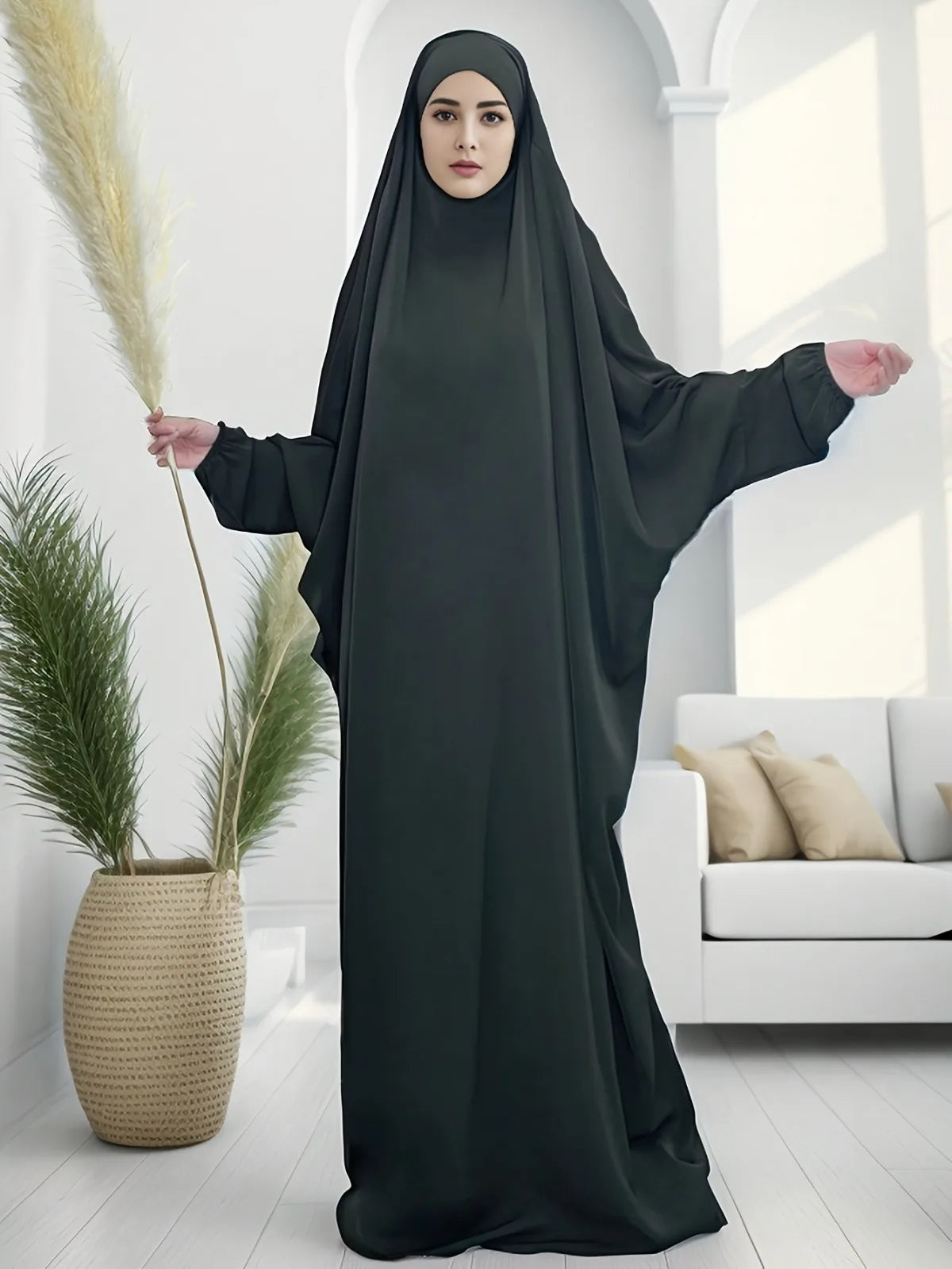 Women's Traditional Arabian Batwing Sleeve Abaya Muslim Loose Maxi Length Dress Women Jilbabs