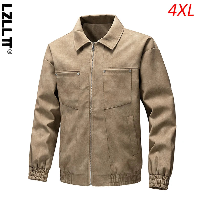 Autumn Men Moto Biker Slim Fit Leather Jackets Men Vintage Outwear Leather Jacket Man Casual Bomber Leather Overcoat Windbreaker