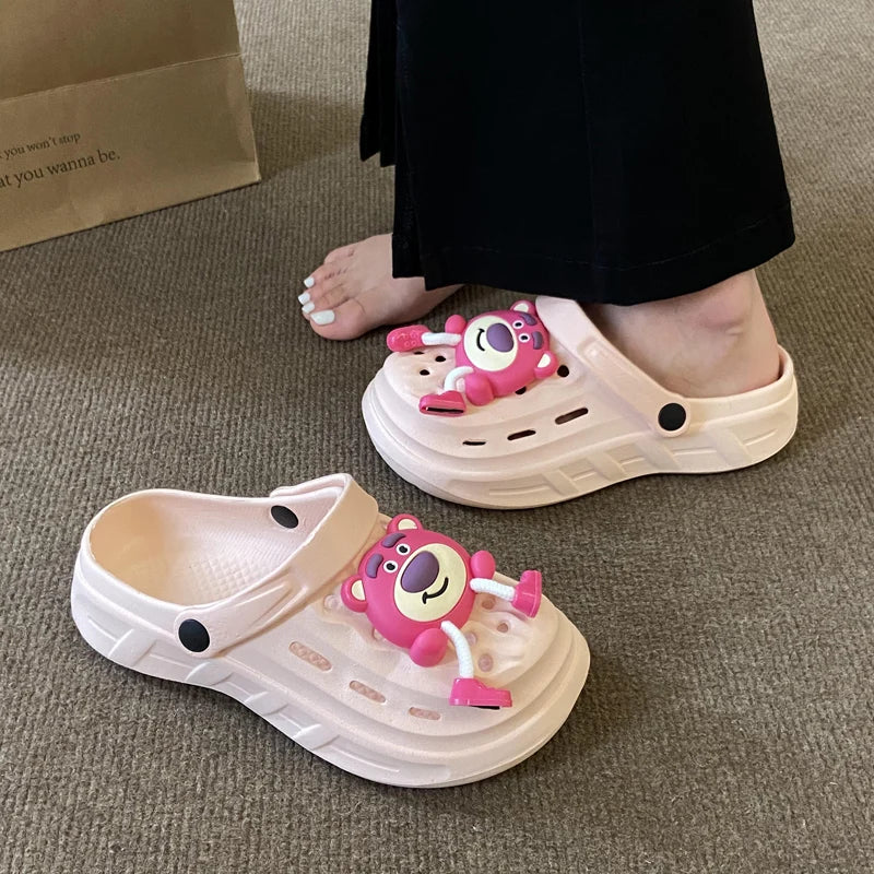 Women's New Cute Cartoon Slippers Indoor Home Anti slip Bathroom Shower EVA Slippers Wearing Outside Casual Vacation Sandals