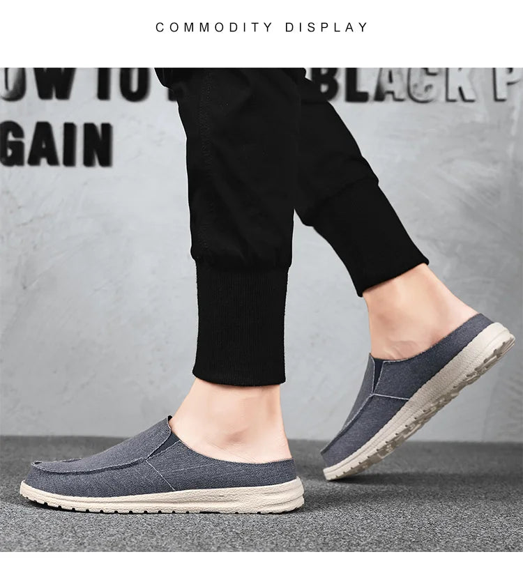 Spring and summer new canvas shoes for men light comfortable casual fashion sports half slipper plus size men's shoes