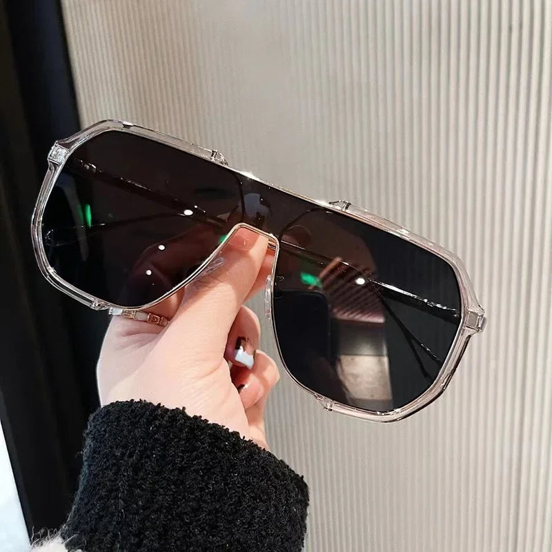 Oversized Sunglasses Women 2024 New Unique One Piece Fashion Sunglasses For Men UV400 Punk Glasses Trending Female Eyewear UV400