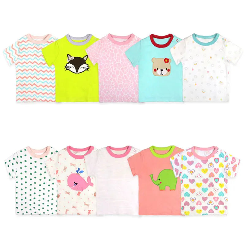 [5Pcs/lot Random Color]Cotton Baby Boy t-shirt Casual Baby Boy Shorts Sleeve Tops Summer Newborn T shirt 3-24 Months