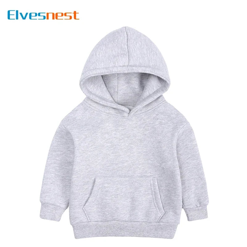 Fashion Solid Color Children's Clothing Girls Hoodie Cotton Long Sleeve Children's Hoodie Winter Warm  Boy Sweatshirt 1-13 Years