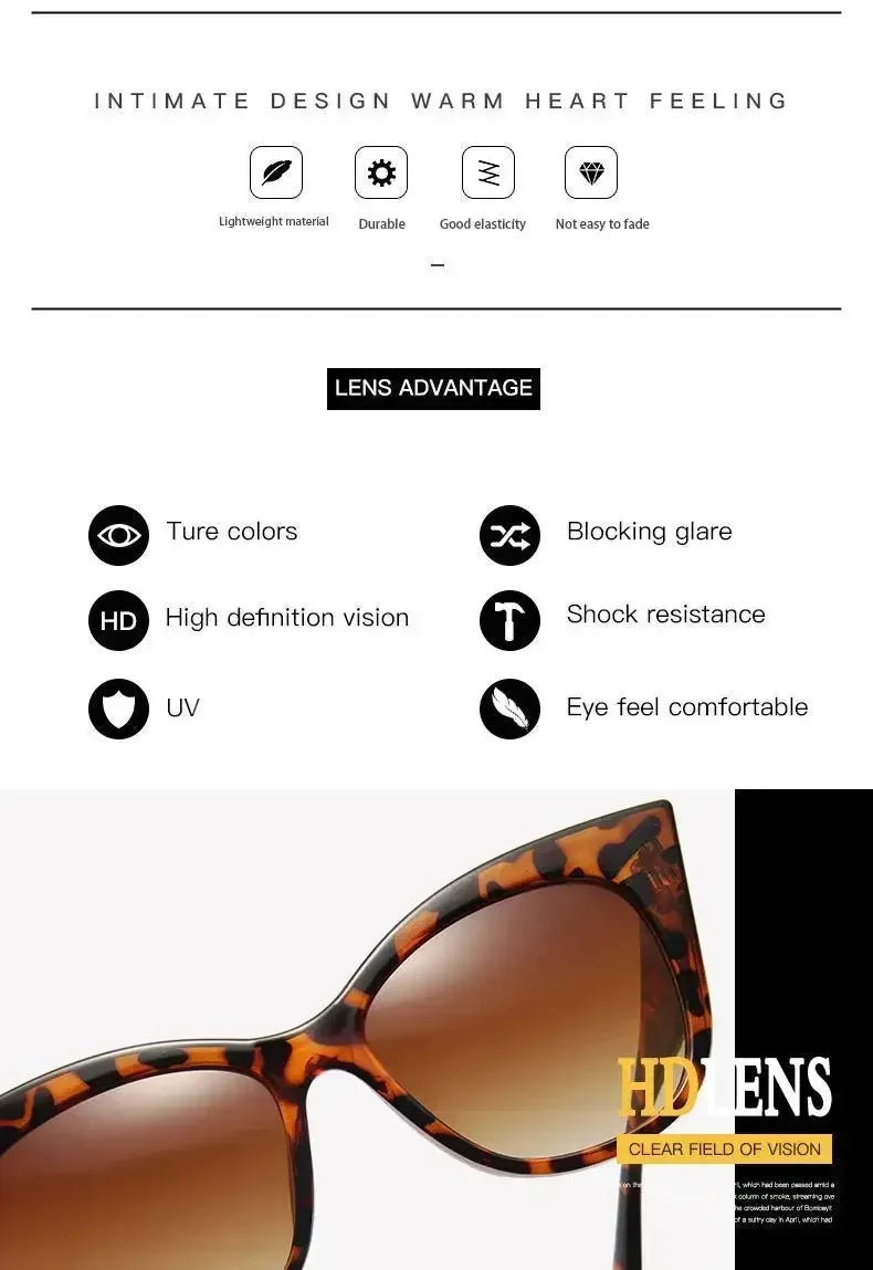 Fashion Cat Eye Sunglasses Women Vintage Oversized Gradient Sun Glasses Shades Female Luxury Designer UV400 Sunglass