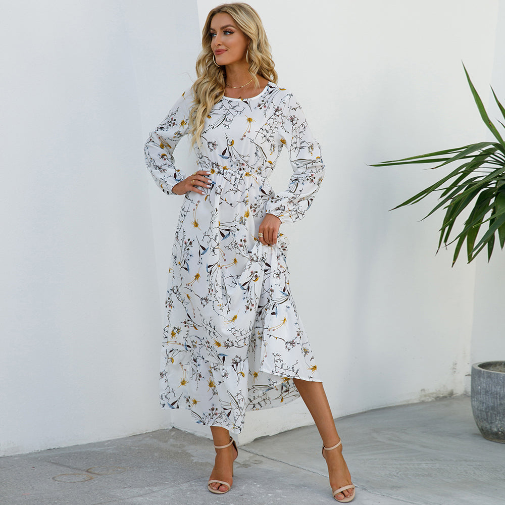 2023 Sping Summer Bohemian Women Maxi Dress Casual Long Sleeve High Waist Beach Woman Chiffon Dresses Floral Vestidoes Mujer New