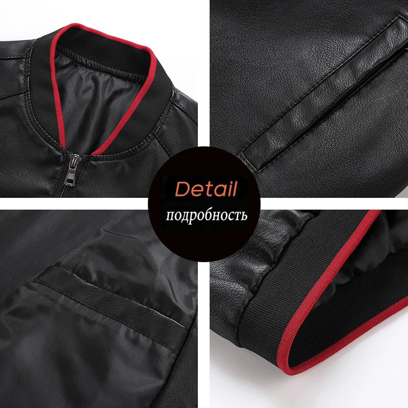 Spring Autumn Men Casual Motorcycle Biker Leather Jacket Men Outwear Windproof Jacket Men's Vintage Fashion Jacket Coat Male 5XL