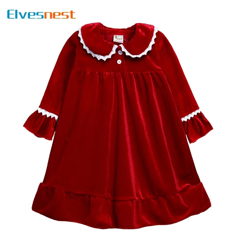 Solid Color Girls Casual Dresses Winter Kids Dresses for Girls Cotton Long Sleeve Children Clothing Girls Dress 1-11 Years