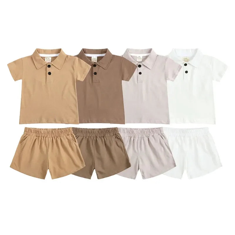 Summer Casual Kids Clothes Boys Outfit Cotton Short Sleeve Tops Shorts 2 Pcs Fashion Children Boys Clothing Sets 2-7 Years