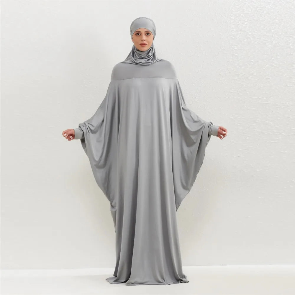 Muslim Abayas Hijab Hooded Smocking Sleeve One-piece Prayer Dress Women Jilbabs Kaftans Islamic Dubai Saudi Robe Turkish Modesty