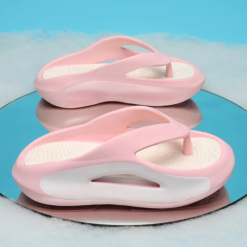 Soft Eva Thick Platform Slippers for Women Indoor Bathroom Flip Flops Anti Slip Flat Heels Beach Sandals Ladies Summer Shoes