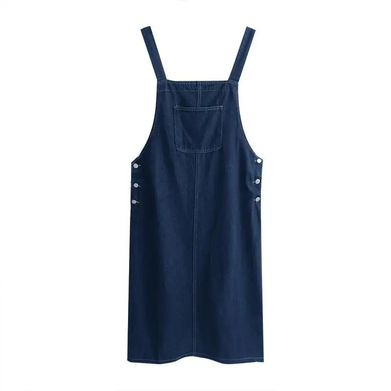 Spring Summer Denim Overall Dress Women Casual Sleeveless Jeans Dresses Fashion Solid Split Loose Spaghetti Strap Dresses Girls