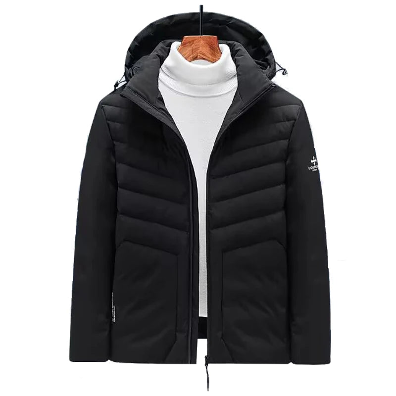 2023 New Winter Men Warm Windproof Casual Padded Duck Down Parka Coat Men Detachable Hat Thermal Jacket Male Parka Plus Size 8XL