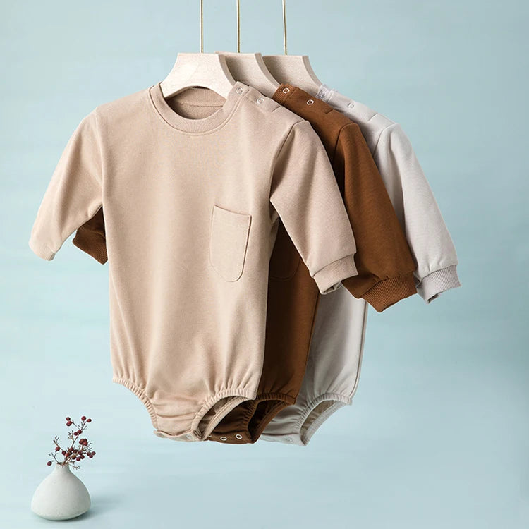 Spring Autumn Baby Clothes Girls Bodysuits Fashion Solid Color Baby Boy Clothes Cotton Long Sleeve Newborn Clothing 3-24 Months