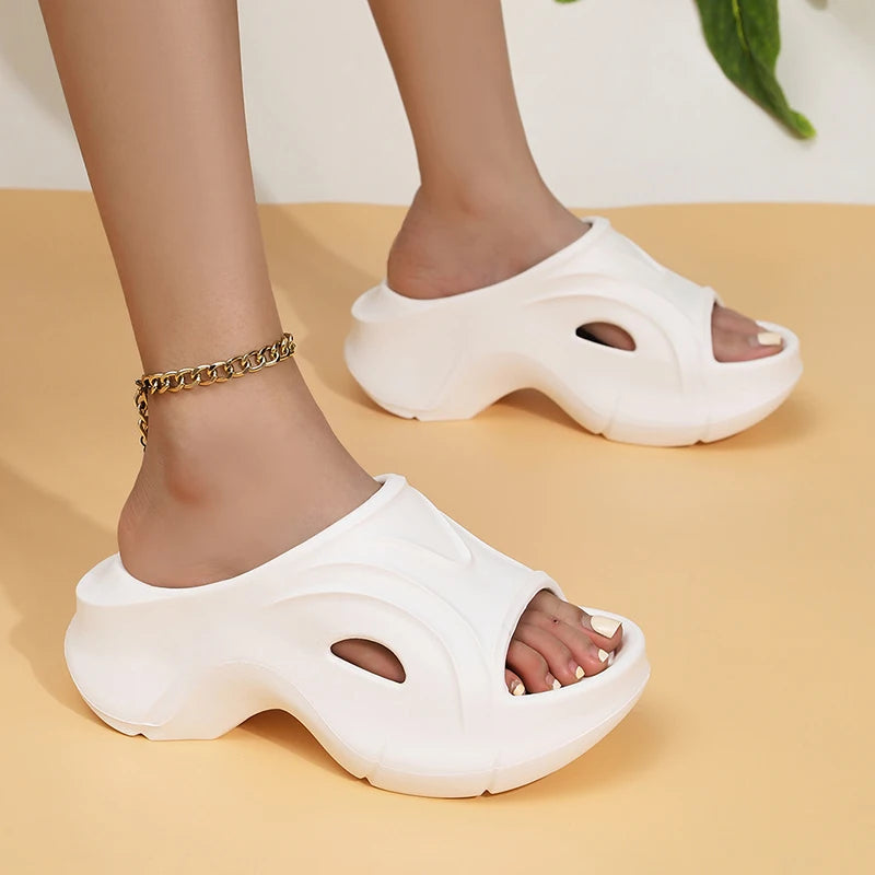 Chunky Platform Wedges Sandals Women 2024 Summer Waterproof Thick Sole Beach Slides Slippers Woman Soft Eva Slippers Flip-Flops