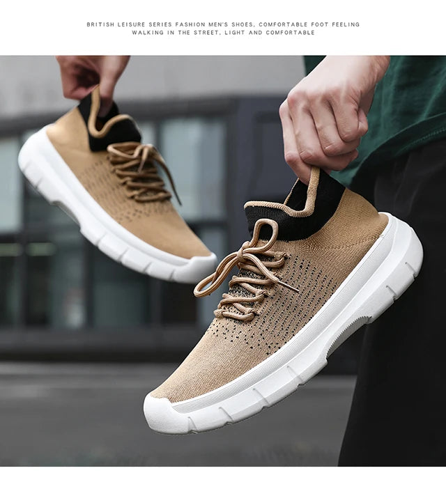 2024 new men's casual breathable sports shoes flat comfortable non-slip mesh surface walking vulcanized men's shoes