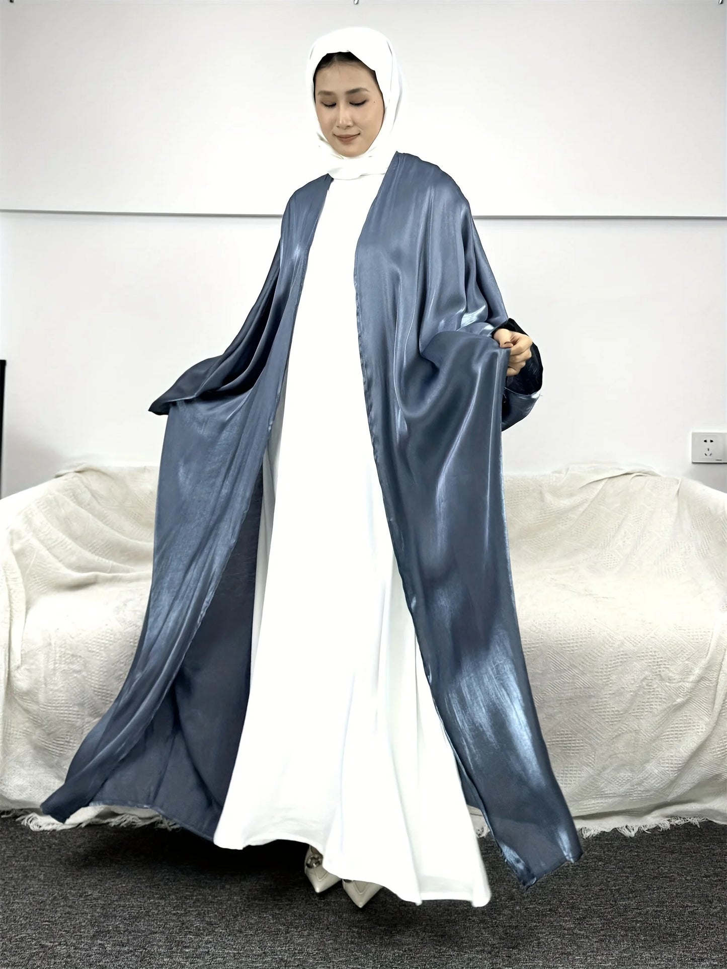 Ramadan Abaya Solid Sleeve Out Kaftan, Elegant V Neck Maxi Length Dress, Women's Clothing