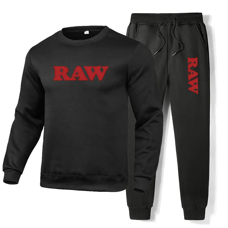 Cotton Tracksuit Men RAW Pants Sets Man Sweatshirt Sweatpants 2 piece Mens Set Sport Suit Cotton Sweatsuits jogging Male set