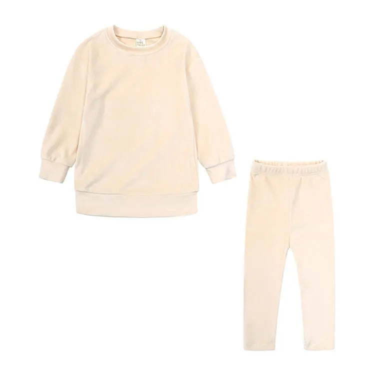 Fashion Solid Color Kids Clothes Girls Sportswear Sets 2 PCS Long Sleeve Tops Pants Spring Autumn Children Clothing 2-6 Years