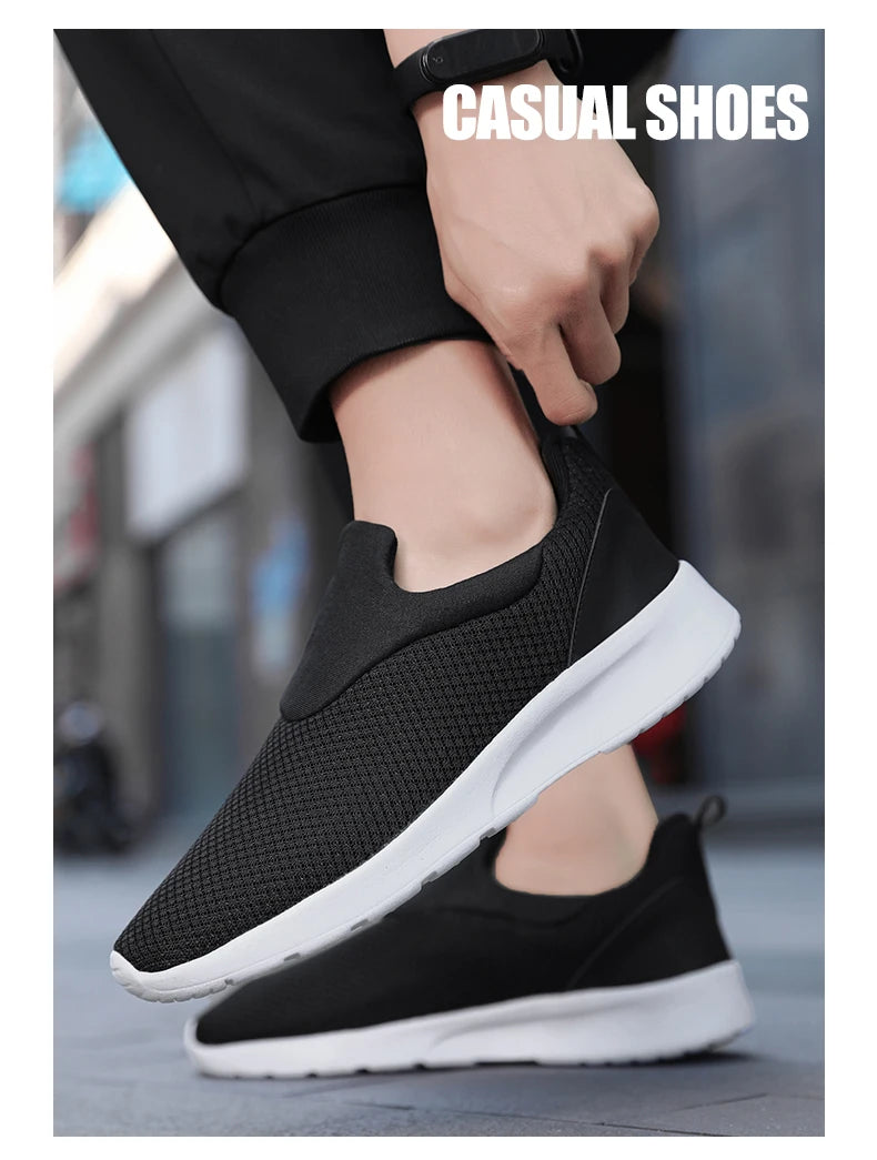 Men's casual sports shoes lightweight spring and autumn mesh surface breathable non-slip flat men's fashion walking loafers