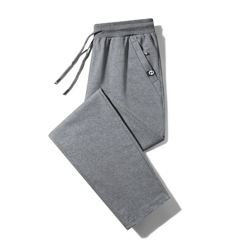 Spring Autumn Men Solid Thin Drawstring Sweatpants Mens Outer Cotton Sweatpants Sport Jogger Pant Men Casual Trousers Large Size