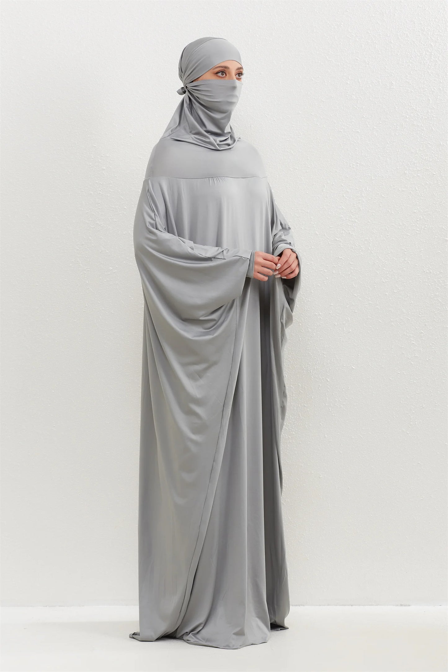 Muslim Abayas Hijab Hooded Smocking Sleeve One-piece Prayer Dress Women Jilbabs Kaftans Islamic Dubai Saudi Robe Turkish Modesty