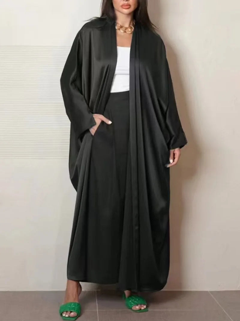 Open Front Abaya Long Sleeve Ramadan Maxi Length Dress, Women's clothing, Muslim Cardigan Abayas Out kaftans Women Jilbabs