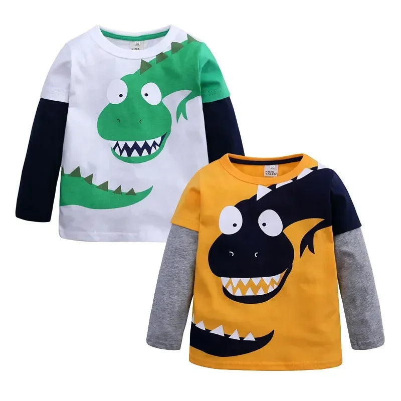 Long Sleeve Kids Boys' Clothing T-Shirts Spring Autumn Children Boy Tops Cartoon  T Shirts Cotton Kids Boys Clothes 3-10 Years